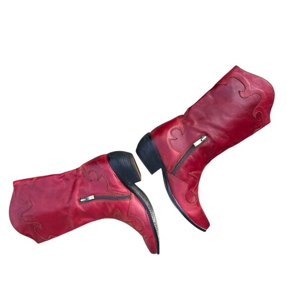 L'Artiste Women's Red Rose Embroidered Leather Boots Size 7.5 / 8 - Picture 10 of 15